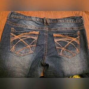 Rue21 Dark Blue Capris with Orange Stitching